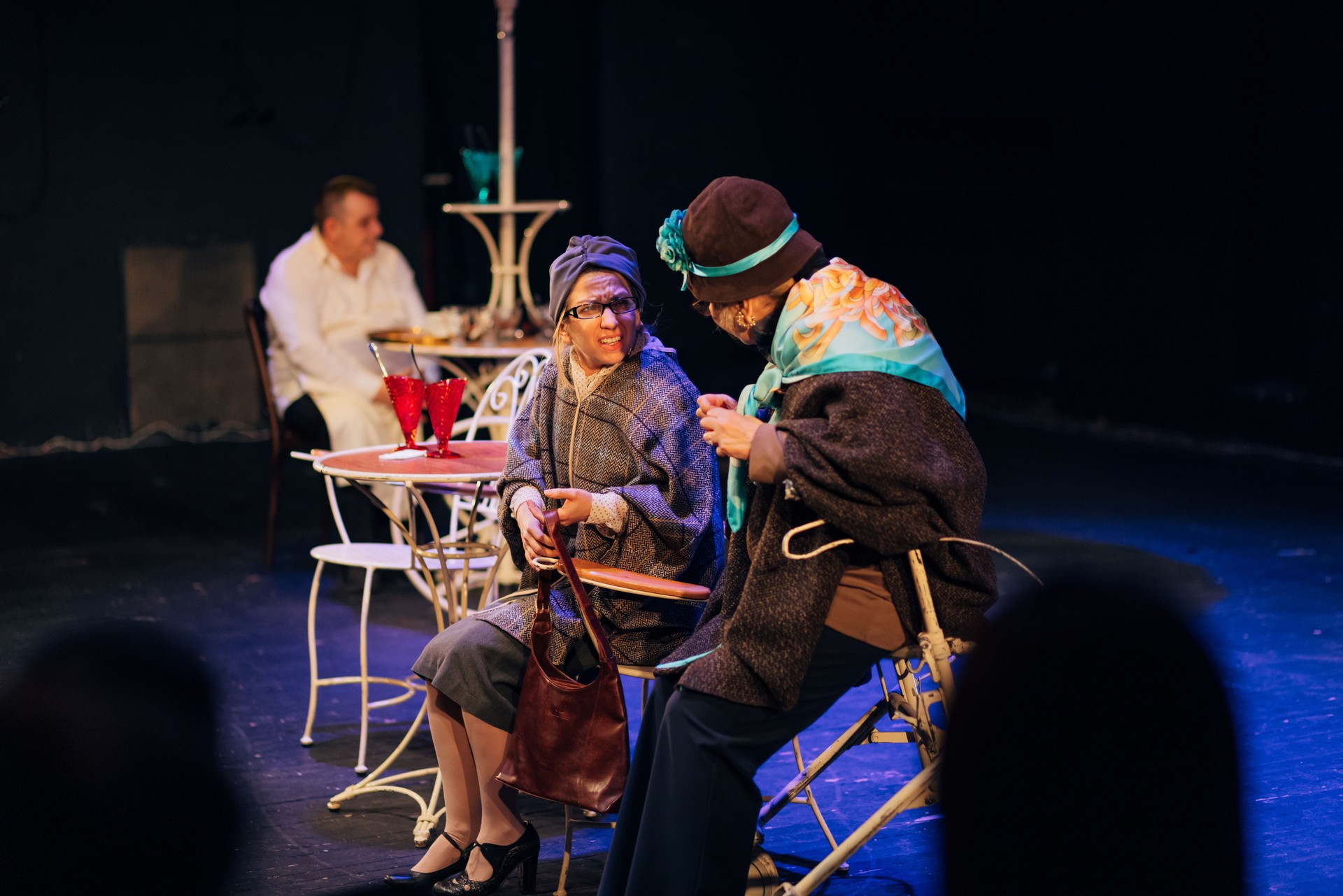 Group of actors enjoy entertaining the audience in the theater
